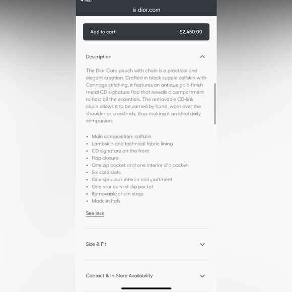 Authentic Black Dior Caro Pouch with Chain (only wore once!) - Picture 9 of 17